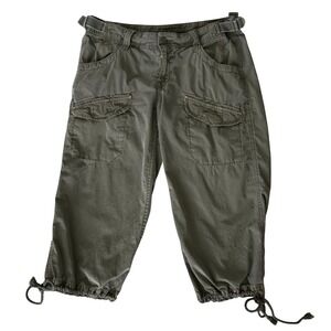 Lucky Brand Gap Y2K Gene Montesano Cargo Crop Capri Pants Green Utility 4/27